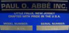 Used Paul O Abbe Pebble Mill, Model #1, 304 Stainless Steel Sroduct Contact. 68