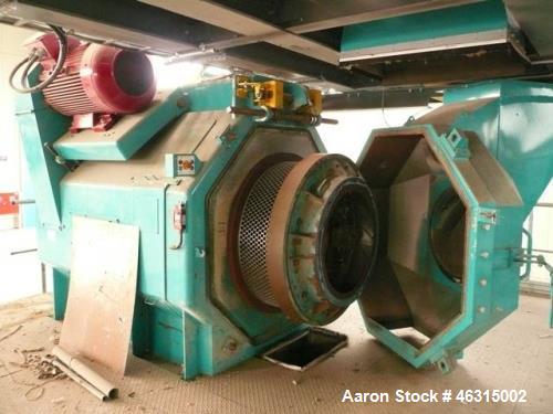 Used Pelletting Press, Andritz UMT Paladin 3000-300/2R BM, 536hp (400kW). Die diameter approximately 39" (1000mm), width approximately 12" (300mm), 6-9 m/sec. Main gear 2x 335 hp (250kW), 1500 rpm, 5...