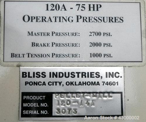 Used Bliss Industries Pioneer Series Pellet Mill, Model B120A-141