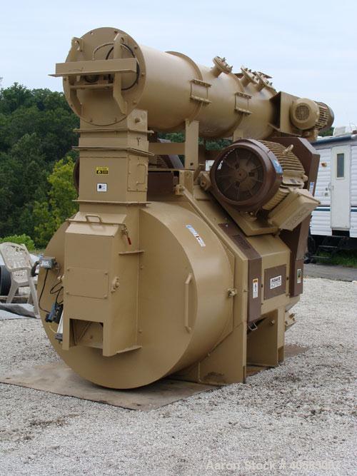 Used Bliss Pioneer 34" Pellet Mill. 400 hp, new belts, bearings, die, rolls and paint. Manufactured 1999. Includes stainless steel feeders, conditioners, feed cones and doors. Reported to be recondit...