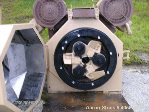Used 34" Bliss Pioneer Pellet Mill, 400 hp, new belts, bearings, die, rolls and paint. Mfg 1998. Includes stainless steel feeders, conditioners, feed cones and doors. Reported to be reconditioned.