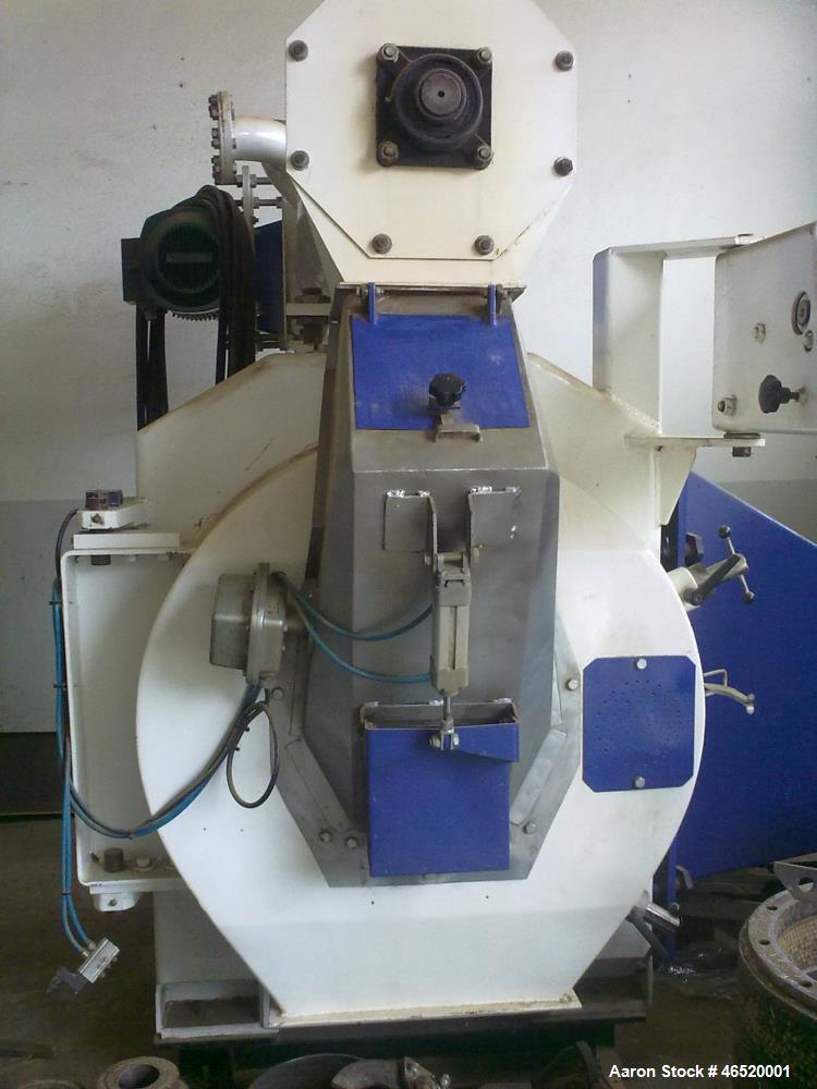 Used Buhler Pellet Mill, Model DPBA. 520mm Internal diameter of pellet die, 138mm active width of pellet die. 182mm total die width, 12 x M20 mounting thread. 45mm minimum die thickness, 250mm roll r...