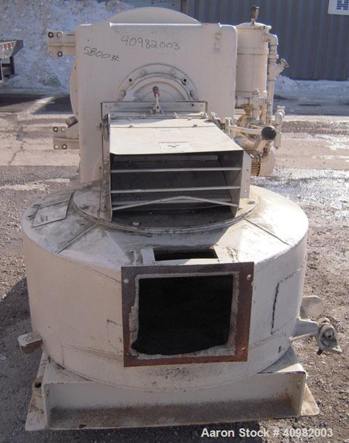 Used California Pellet Mill, Model 7122, carbon steel. Unit includes front hood and conditioner. Missing both motors, die, and rollers.