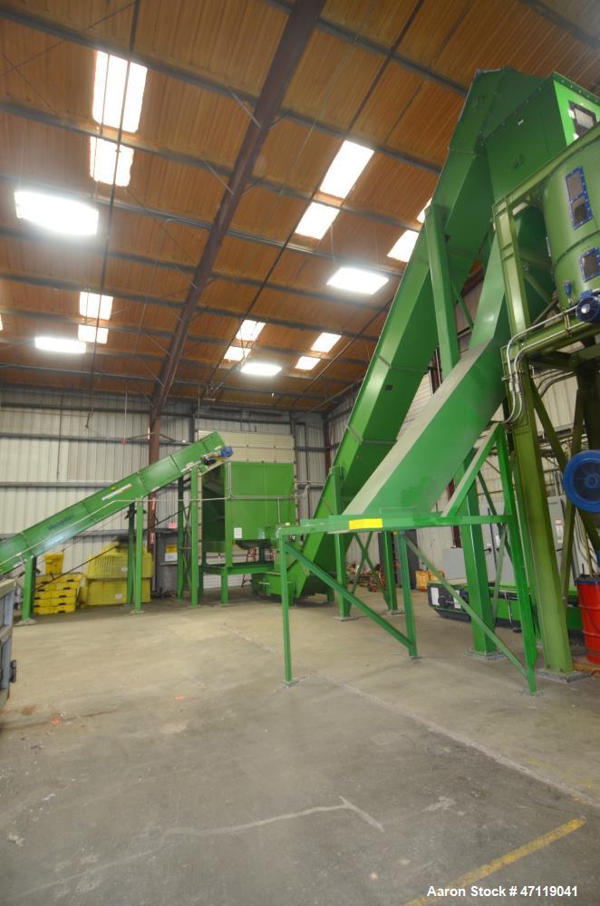 Used Munch Pellet Mill System Consisting Of: (1) Vecoplan incline feed conveyor, approximate 60" wide x 26 long, approximate 168" discharge height, driven by a 5hp gear motor, (1) Ensign dosing hoppe...