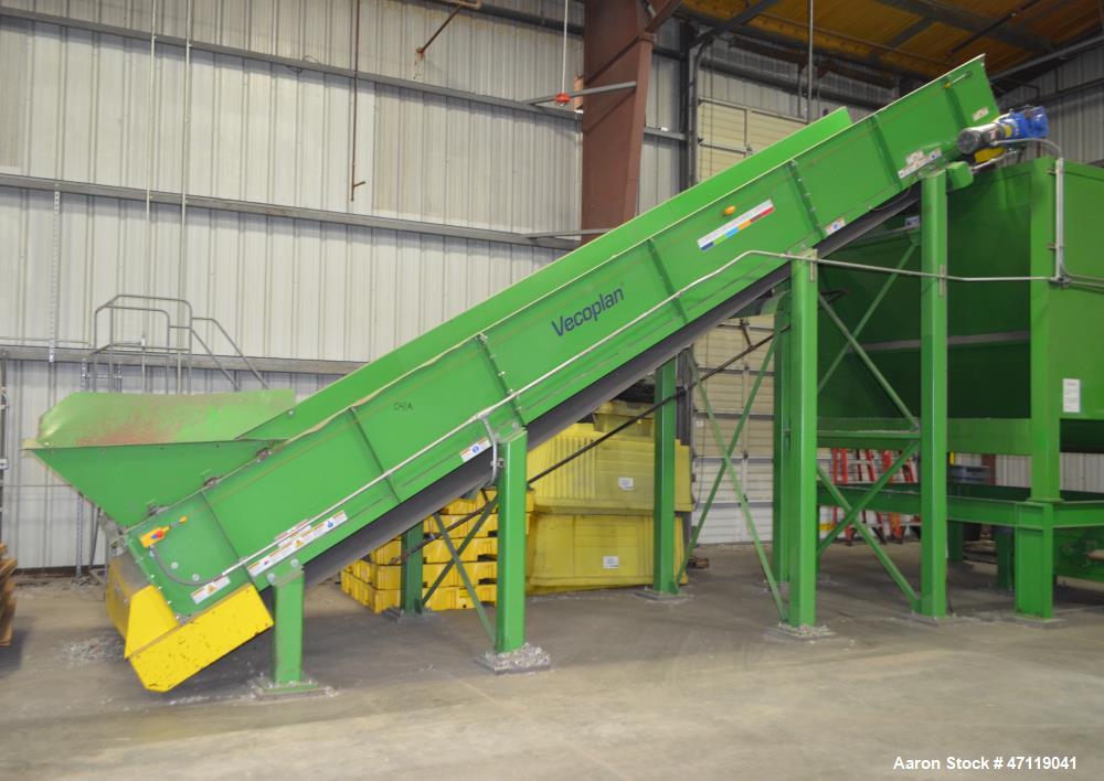 Used Munch Pellet Mill System Consisting Of: (1) Vecoplan incline feed conveyor, approximate 60" wide x 26 long, approximate 168" discharge height, driven by a 5hp gear motor, (1) Ensign dosing hoppe...