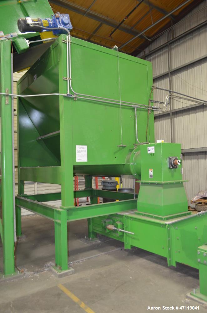 Used Munch Pellet Mill System Consisting Of: (1) Vecoplan incline feed conveyor, approximate 60" wide x 26 long, approximate 168" discharge height, driven by a 5hp gear motor, (1) Ensign dosing hoppe...