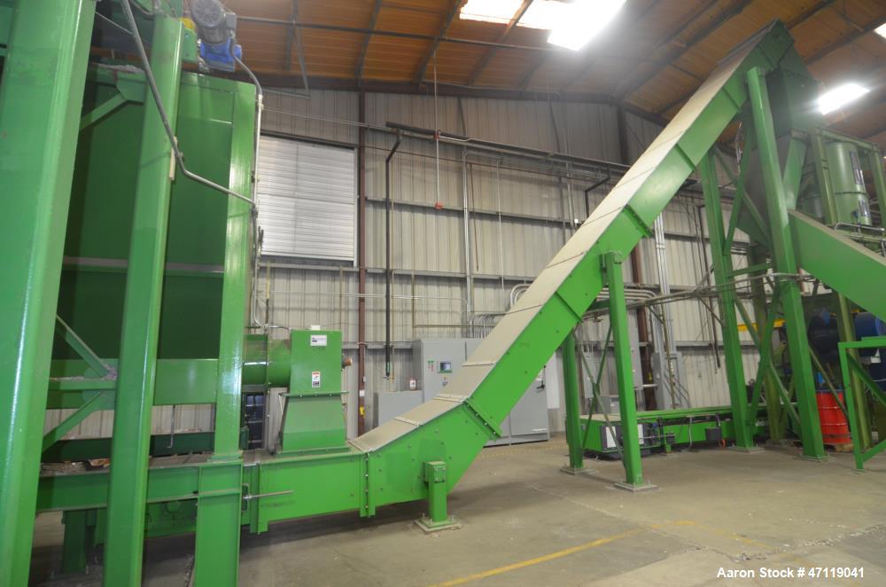 Used Munch Pellet Mill System Consisting Of: (1) Vecoplan incline feed conveyor, approximate 60" wide x 26 long, approximate 168" discharge height, driven by a 5hp gear motor, (1) Ensign dosing hoppe...