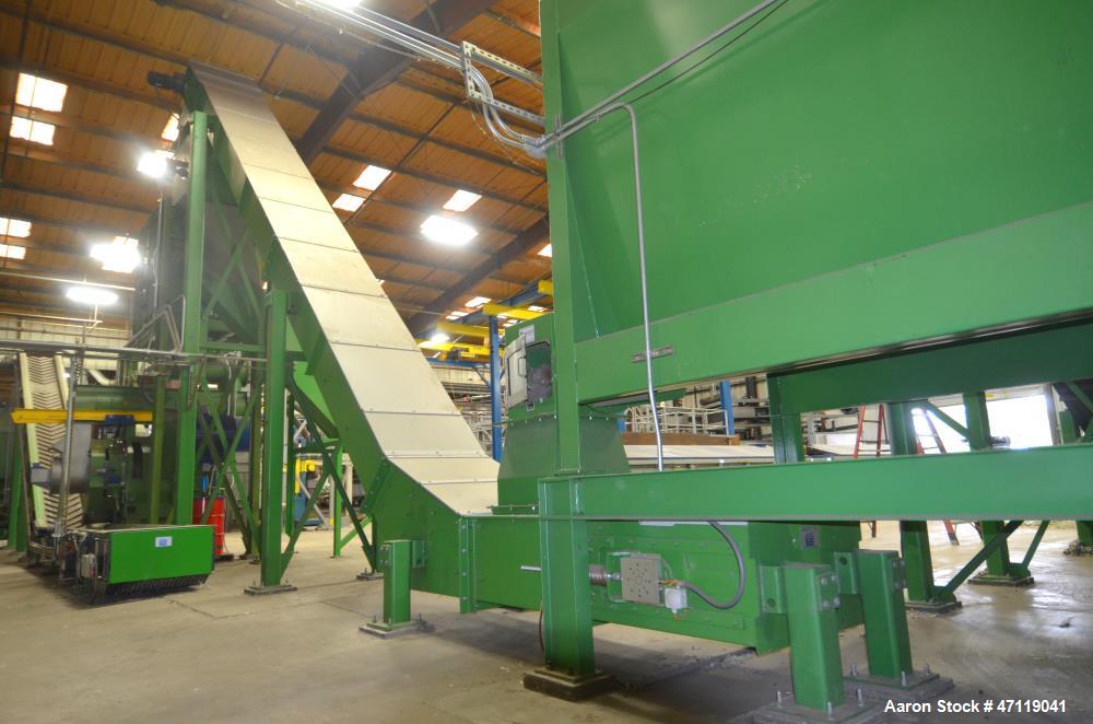 Used Munch Pellet Mill System Consisting Of: (1) Vecoplan incline feed conveyor, approximate 60" wide x 26 long, approximate 168" discharge height, driven by a 5hp gear motor, (1) Ensign dosing hoppe...