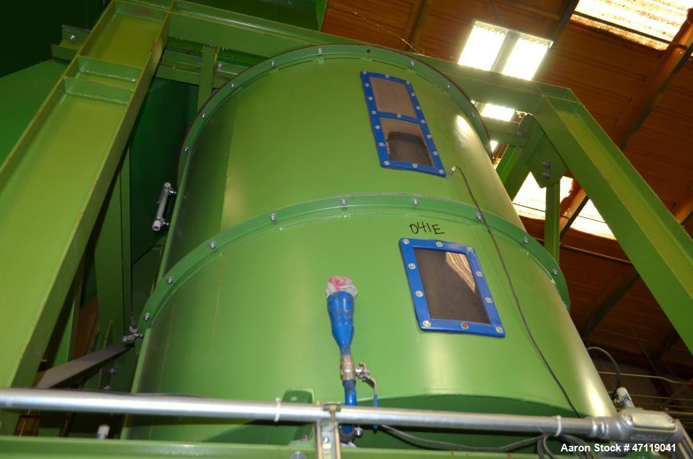 Used Munch Pellet Mill System Consisting Of: (1) Vecoplan incline feed conveyor, approximate 60" wide x 26 long, approximate 168" discharge height, driven by a 5hp gear motor, (1) Ensign dosing hoppe...