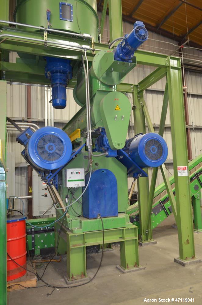 Used- Munch Pellet Mill System Consisting Of: (1) Vecoplan incline feed conveyor, approximate 60" wide x 26 long, approximat...