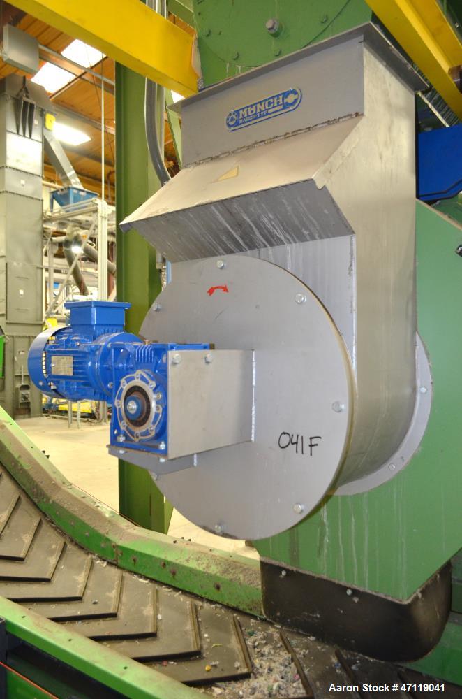 Used Munch Pellet Mill System Consisting Of: (1) Vecoplan incline feed conveyor, approximate 60" wide x 26 long, approximate 168" discharge height, driven by a 5hp gear motor, (1) Ensign dosing hoppe...