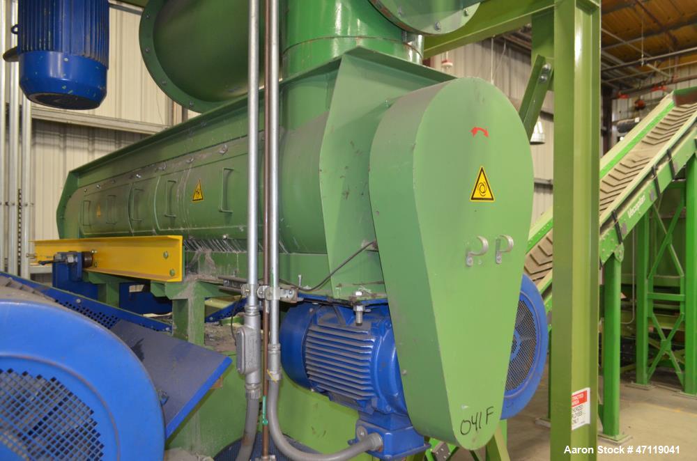 Used Munch Pellet Mill System Consisting Of: (1) Vecoplan incline feed conveyor, approximate 60" wide x 26 long, approximate 168" discharge height, driven by a 5hp gear motor, (1) Ensign dosing hoppe...