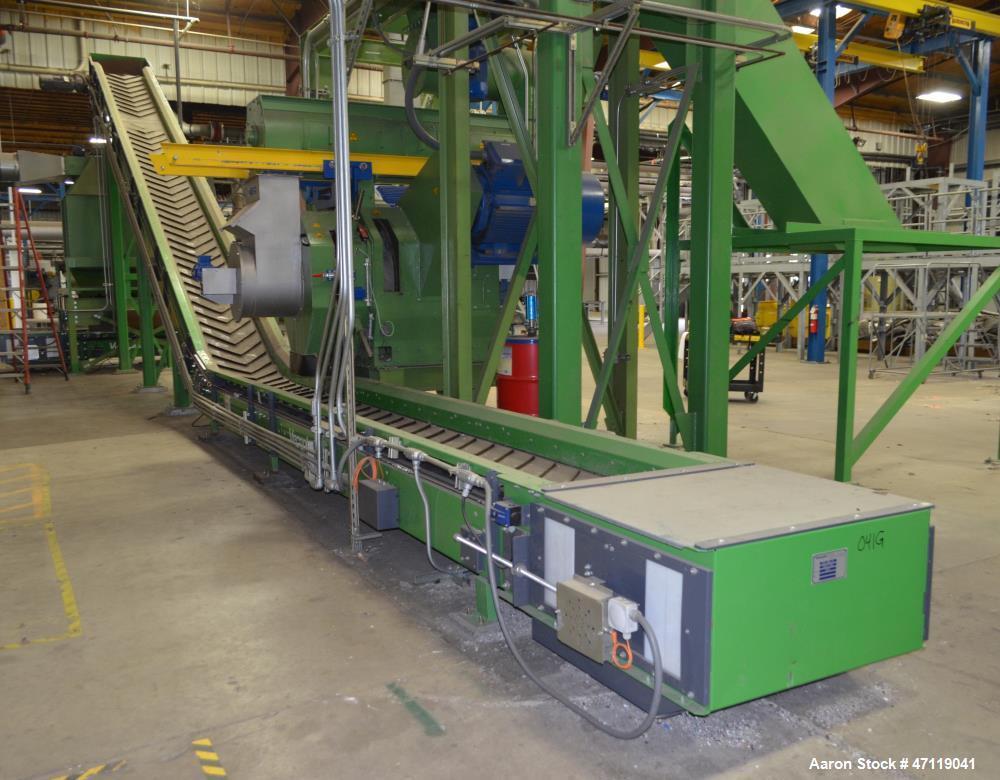 Used Munch Pellet Mill System Consisting Of: (1) Vecoplan incline feed conveyor, approximate 60" wide x 26 long, approximate 168" discharge height, driven by a 5hp gear motor, (1) Ensign dosing hoppe...