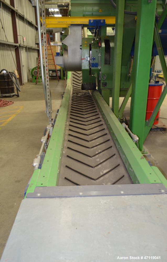 Used Munch Pellet Mill System Consisting Of: (1) Vecoplan incline feed conveyor, approximate 60" wide x 26 long, approximate 168" discharge height, driven by a 5hp gear motor, (1) Ensign dosing hoppe...