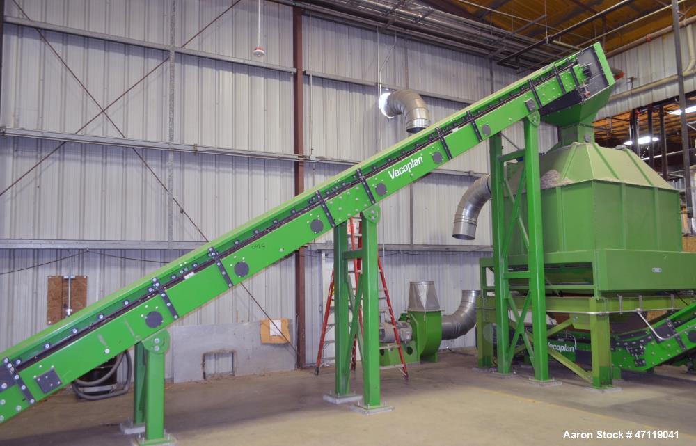 Used Munch Pellet Mill System Consisting Of: (1) Vecoplan incline feed conveyor, approximate 60" wide x 26 long, approximate 168" discharge height, driven by a 5hp gear motor, (1) Ensign dosing hoppe...