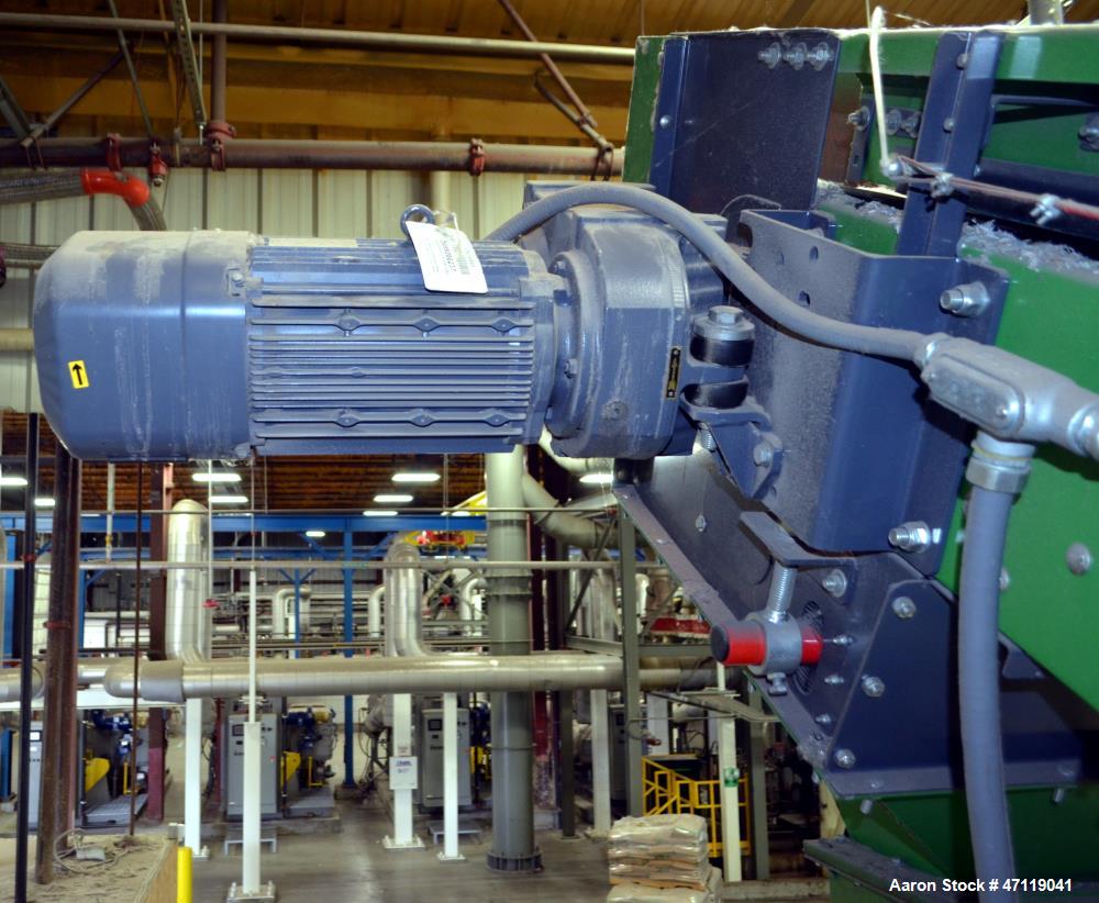 Used Munch Pellet Mill System Consisting Of: (1) Vecoplan incline feed conveyor, approximate 60" wide x 26 long, approximate 168" discharge height, driven by a 5hp gear motor, (1) Ensign dosing hoppe...
