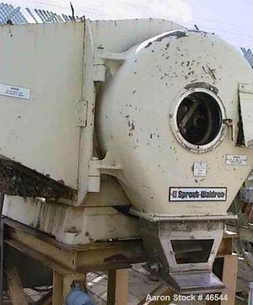 Used Sprout Waldron model 501G pelletizer. Stainless steel product contact parts. With model 20 x 58 stainless steel conditioner, 7.5 hpmotor. Mill driven from 40 hp 3/60/460V/900 rpm V-belt.