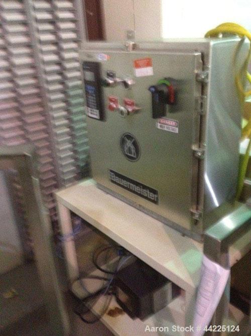 Used Bauermeister Lab Mill, Model ULD. Stainless steel construction, pin mill design, approximately 1 kw motor with vibrating feeder.