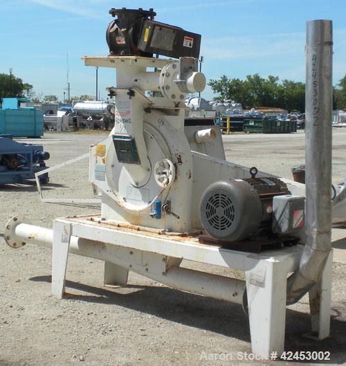 Used Kemutec Pin Mill Grinding System consisting of: (1) Kemutec Powder Technology Pin Mill, model 3H PD, carbon steel, 13" diameter disc. 4-1/4" x 7" Inlet, 6" bottom outlet, driven by a 30 hp, 3/60...