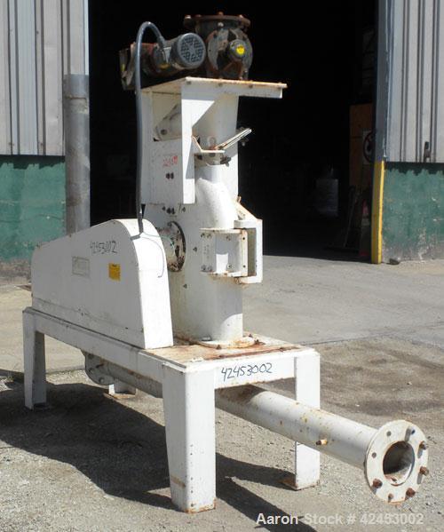 Used Kemutec Pin Mill Grinding System consisting of: (1) Kemutec Powder Technology Pin Mill, model 3H PD, carbon steel, 13" diameter disc. 4-1/4" x 7" Inlet, 6" bottom outlet, driven by a 30 hp, 3/60...