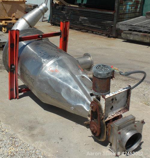 Used Kemutec Pin Mill Grinding System consisting of: (1) Kemutec Powder Technology Pin Mill, model 3H PD, carbon steel, 13" diameter disc. 4-1/4" x 7" Inlet, 6" bottom outlet, driven by a 30 hp, 3/60...