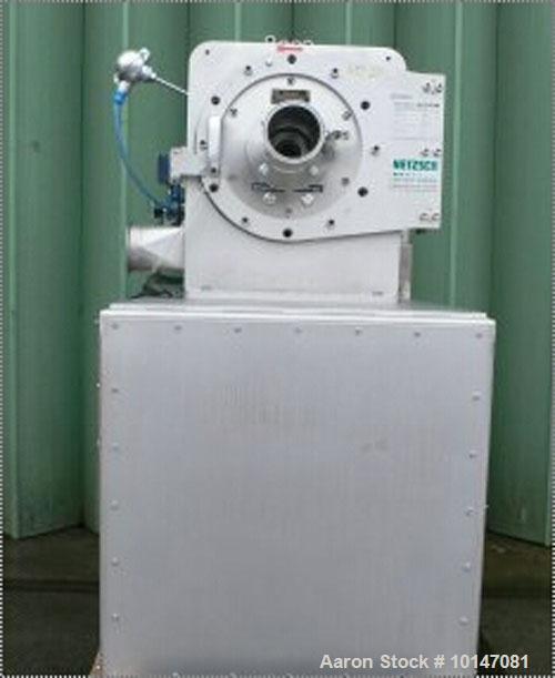 Used Netzsch-Condux Hanau Pin Disc Mill, type CUM 250/SP-DSF (= Druckstossfest). Material of construction is 316L stainless steel (1.4571), polished inside. Rotor size diameter 9.75" (250 mm), house ...