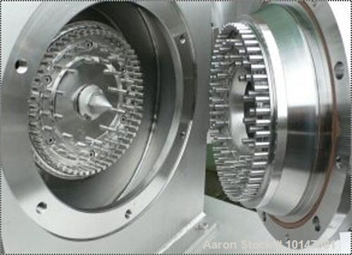 Used Netzsch-Condux Hanau Pin Disc Mill, type CUM 250/SP-DSF (= Druckstossfest). Material of construction is 316L stainless steel (1.4571), polished inside. Rotor size diameter 9.75" (250 mm), house ...