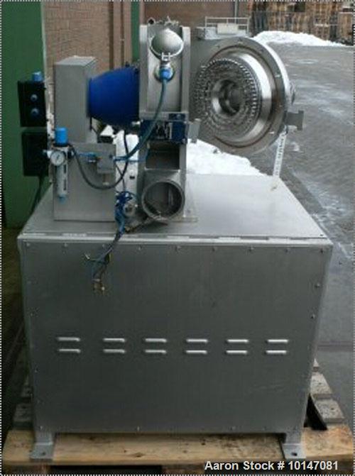 Used Netzsch-Condux Hanau Pin Disc Mill, type CUM 250/SP-DSF (= Druckstossfest). Material of construction is 316L stainless steel (1.4571), polished inside. Rotor size diameter 9.75" (250 mm), house ...
