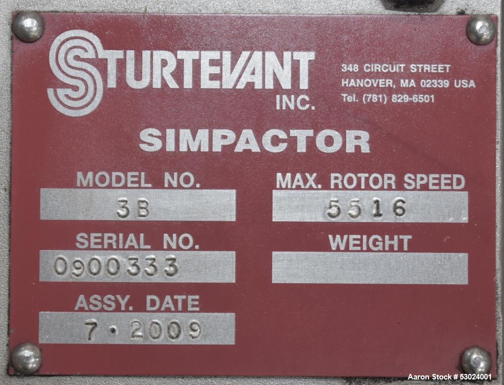 Sturtevant Model 3B Simpactor Pin Mill