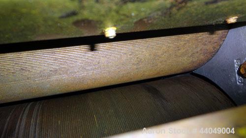 Used Roskamp Roller Mill, Model K, Carbon Steel. (2) Approximately 9" diameter x 12" wide grooved rolls, manually adjustable, 11" X 13" top feed, bottom discharge. Driven by a 7.5 hp, 3/60/230/460 vo...