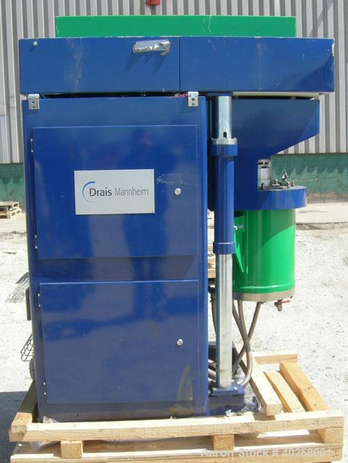 Used Drais SuperFlow high performance perl mill, model DCP-SF170C. 15 liter (3.9 gallon) carbon steel jacketed bowl 14 3/8" diameter x 19" deep rated 5 bar (72 psi) at 98 deg C (208 F).  Bowl has sta...