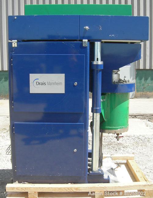 Used Drais SuperFlow high performance perl mill, model DCP-SF170C. 15 liter (3.9 gallon) carbon steel jacketed bowl 14 3/8" diameter x 19" deep rated 5 bar (72 psi) at 98 deg C (208 F).  Bowl has sta...