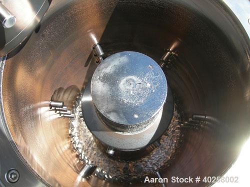 Used Drais SuperFlow high performance perl mill, model DCP-SF170C. 15 liter (3.9 gallon) carbon steel jacketed bowl 14 3/8" diameter x 19" deep rated 5 bar (72 psi) at 98 deg C (208 F).  Bowl has sta...