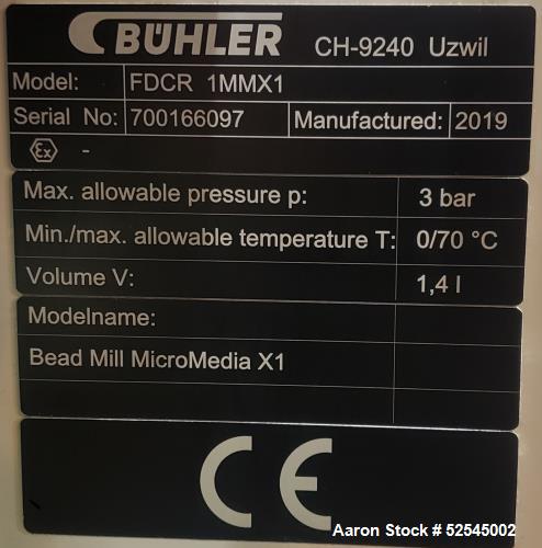 Used-Buhler Micro Media X1 Nano Mill