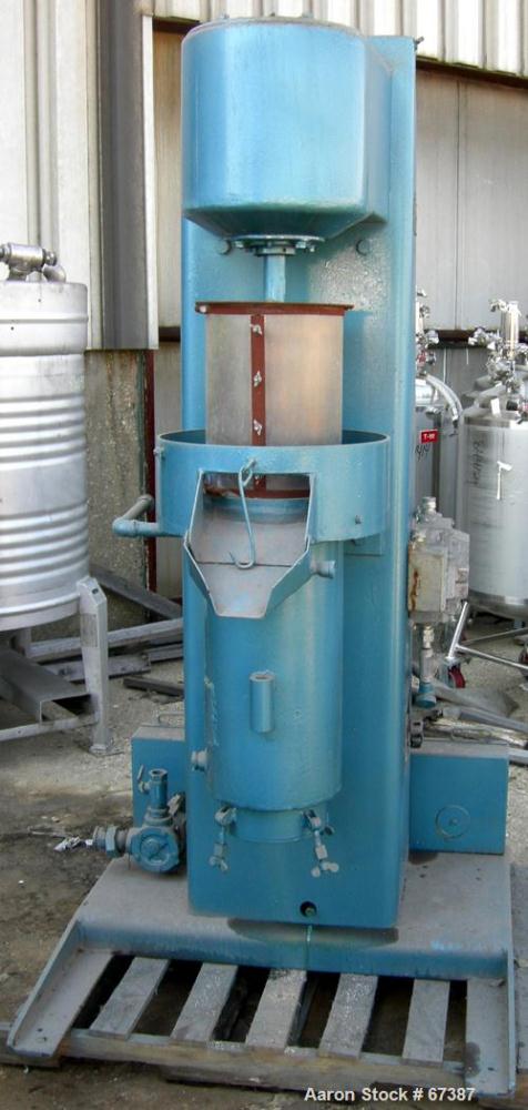 USED:Chicago Boiler "red head" sand mill, model 8P, carbon steel. Continuous duty, 10" grinding chamber, open mill, jacketed tube. Driven by a 15 hp, 3/60/230/460 volt 1770 rpm XP motor. Nominal capa...