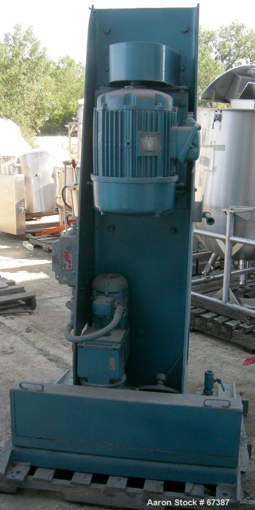 USED:Chicago Boiler "red head" sand mill, model 8P, carbon steel. Continuous duty, 10" grinding chamber, open mill, jacketed tube. Driven by a 15 hp, 3/60/230/460 volt 1770 rpm XP motor. Nominal capa...