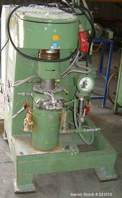 USED: Drais lab size perl/sand mill, type PM-5-SP. Material ofconstruction is stainless steel on product contct parts. Capacity of1.3 gallon (5 liter). Jacketed chamber 8" diameter x 16" straight sid...