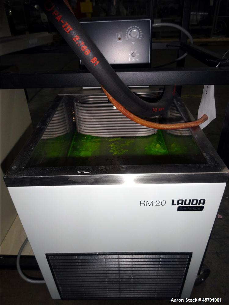 Used Dyno Mill Laboratory Mill, Model Type KDL, Horizontal. Approximately 0.3 liter glass grinding chamber, approximately 6" diameter x 2-1/4" deep. Has approximately 3.77" diameter polyurethane agit...
