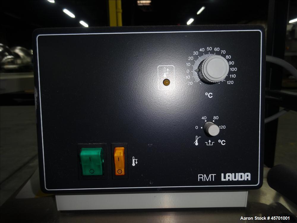 Used Dyno Mill Laboratory Mill, Model Type KDL, Horizontal. Approximately 0.3 liter glass grinding chamber, approximately 6" diameter x 2-1/4" deep. Has approximately 3.77" diameter polyurethane agit...
