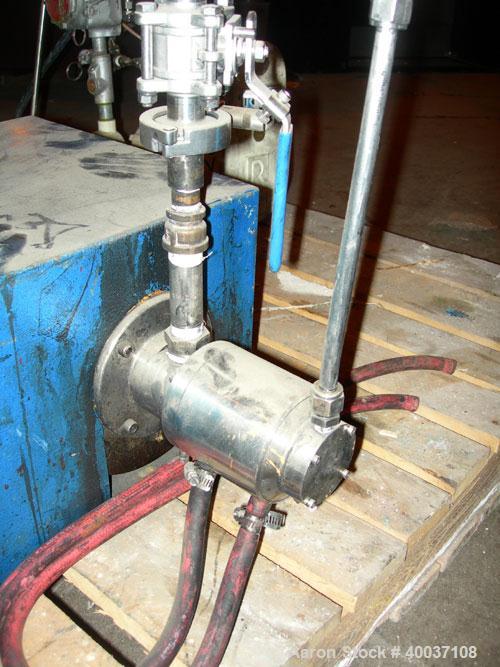 Used Eiger Mini Motor Media Mill, Model 250, stainless steel, horizontal. Approximately 250 ML jacketed chamber, up to 1 gallon batch capacity. Driven by an approximate 1/4 hp motor.
