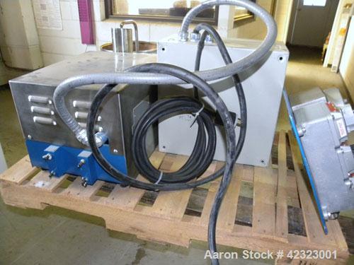 Used Eiger Machinery Mini Motor Media Mill, model MKII-M250-VSE-EXP, 304 stainless steel. Horizontal jacketed chamber approximately 2’’ diameter x 6’’ long. Sample size 50-120 mls, bead charge 20-40 ...