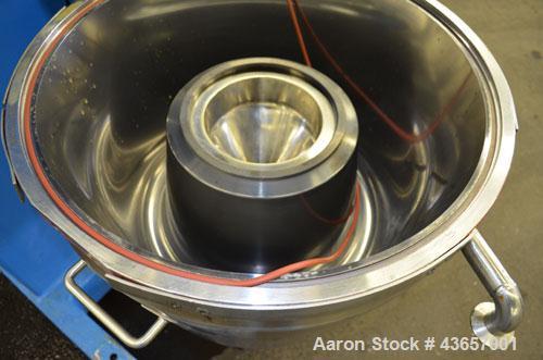Used Fryma CoBall Annular Gap Bead Mill, Model MS-50. 316 Stainless steel product contact areas. Jacketed bowl, grinding volume 8 liter (2.11 gallon). Jacket rated 3 bar (43.5 psi). Approximate throu...