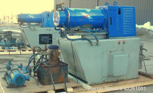 Used Morehose Cowles Zinger Horizontal Media Mill, Model LV-40F, 304 Stainless Steel. Approximately 11" diameter x 28" long stainless steel jacketed telescoping chamber, 10 gallon empty volume. Carbo...