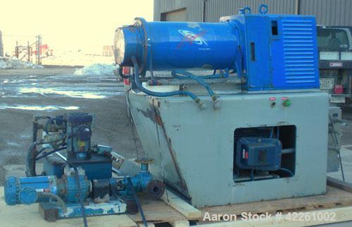Used Morehose Cowles Zinger Horizontal Media Mill, Model LV-40F, 304 Stainless Steel. Approximately 11" diameter x 28" long stainless steel jacketed telescoping chamber, 10 gallon empty volume. Carbo...