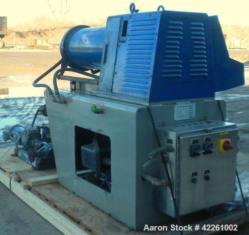 Used Morehose Cowles Zinger Horizontal Media Mill, Model LV-40F, 304 Stainless Steel. Approximately 11" diameter x 28" long stainless steel jacketed telescoping chamber, 10 gallon empty volume. Carbo...