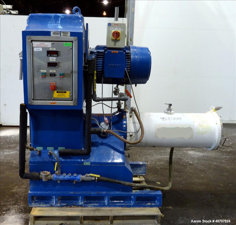 Used Netzsch Horizontal Media Mill, Model LMC60(E), Carbon Steel Jacketed Chamber, Porcelain Lined. Capacity 49.5 liters. Chamber approximately 11-3/4" diameter x 36" long with disc type agitator wit...