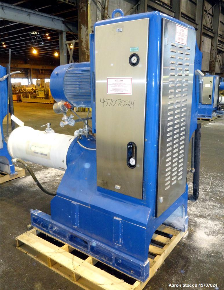 Used Netzsch Horizontal Media Mill, Model LMC60(E), Carbon Steel Jacketed Chamber, Porcelain Lined. Capacity 49.5 liters. Chamber approximately 11-3/4" diameter x 36" long with disc type agitator wit...