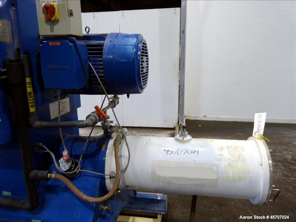 Used Netzsch Horizontal Media Mill, Model LMC60(E), Carbon Steel Jacketed Chamber, Porcelain Lined. Capacity 49.5 liters. Chamber approximately 11-3/4" diameter x 36" long with disc type agitator wit...