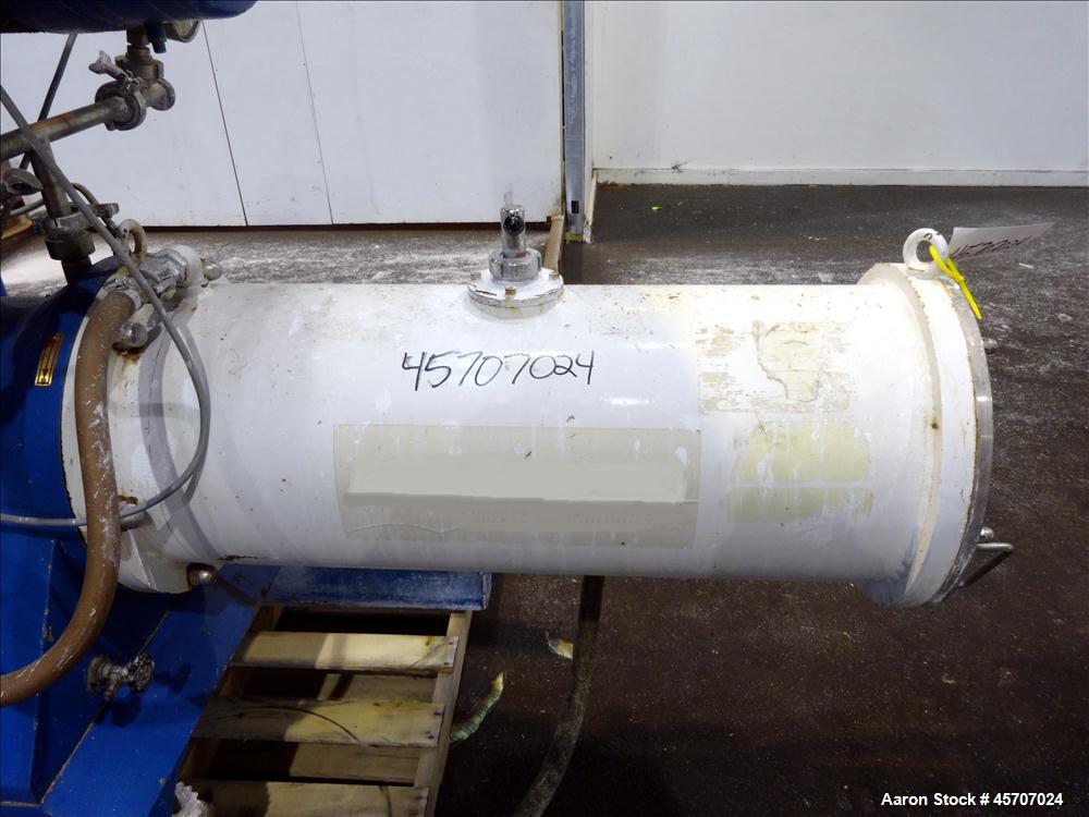 Used Netzsch Horizontal Media Mill, Model LMC60(E), Carbon Steel Jacketed Chamber, Porcelain Lined. Capacity 49.5 liters. Chamber approximately 11-3/4" diameter x 36" long with disc type agitator wit...