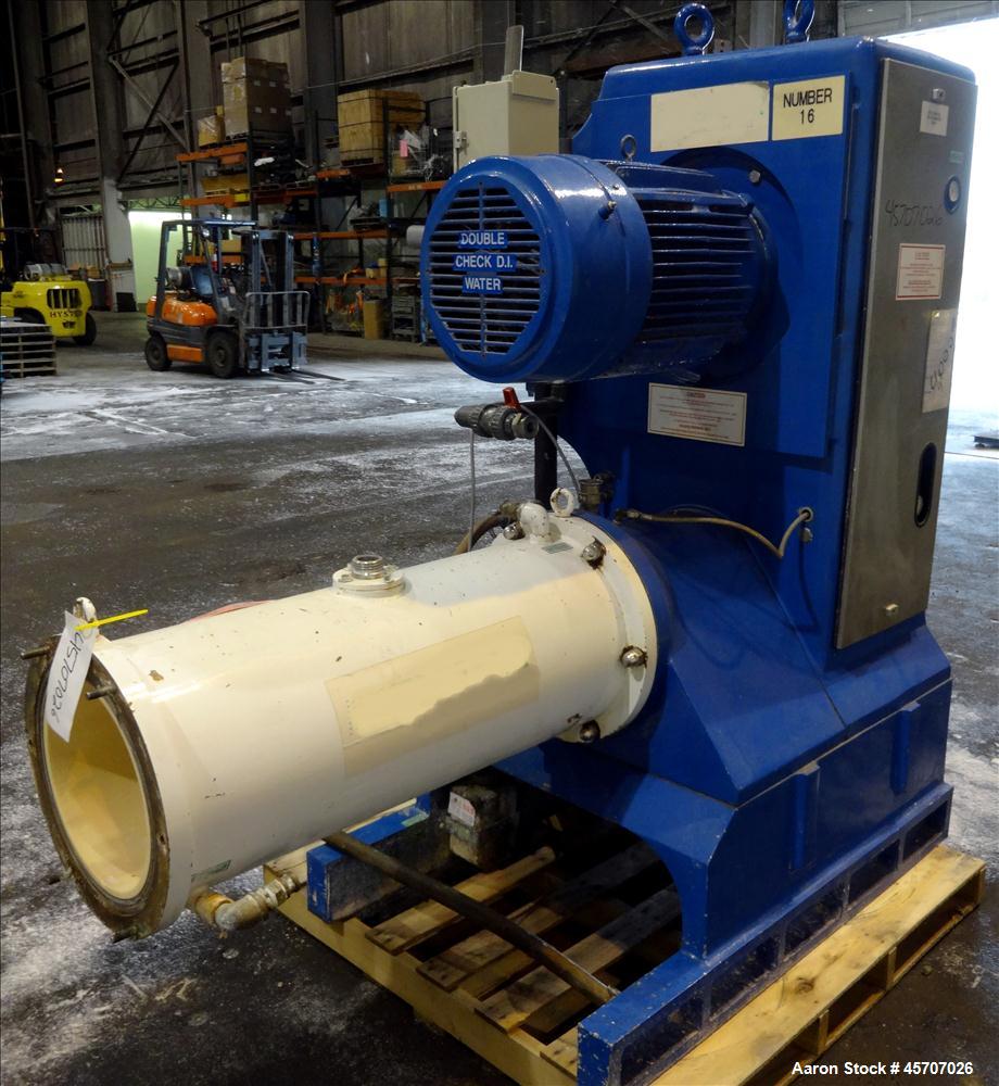 Used Netzsch Horizontal Media Mill, Model LMC60(E), Carbon Steel Jacketed Chamber, Porcelain Lined. Capacity 49.5 liters. Chamber approximately 11-3/4" diameter x 36" long with no discs, no side cham...